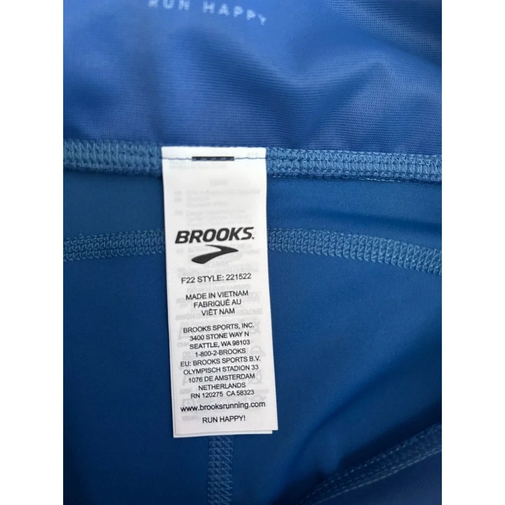 Brooks Women's Method 3/4 Running Tights Blue Ash Phone Pockets Stretch Sz S NWT